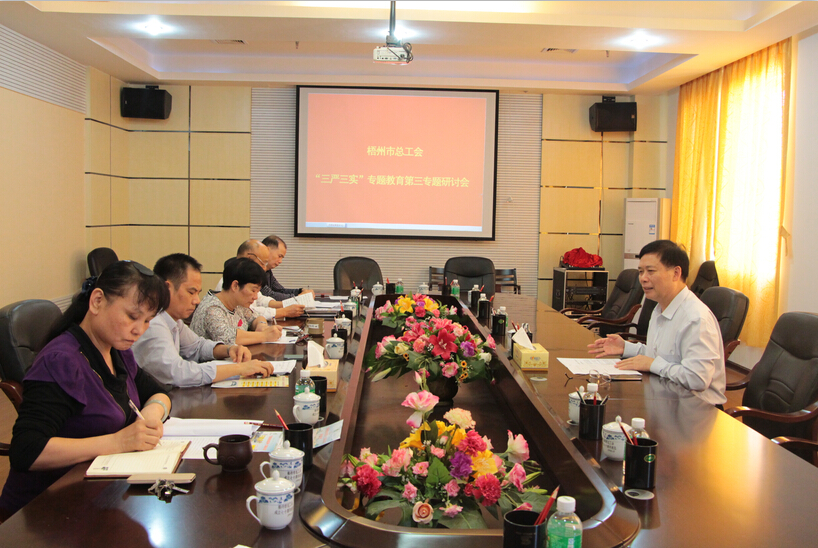 梧州市總工會中心組召開“三嚴(yán)三實(shí)”專題教育第三專題研討會